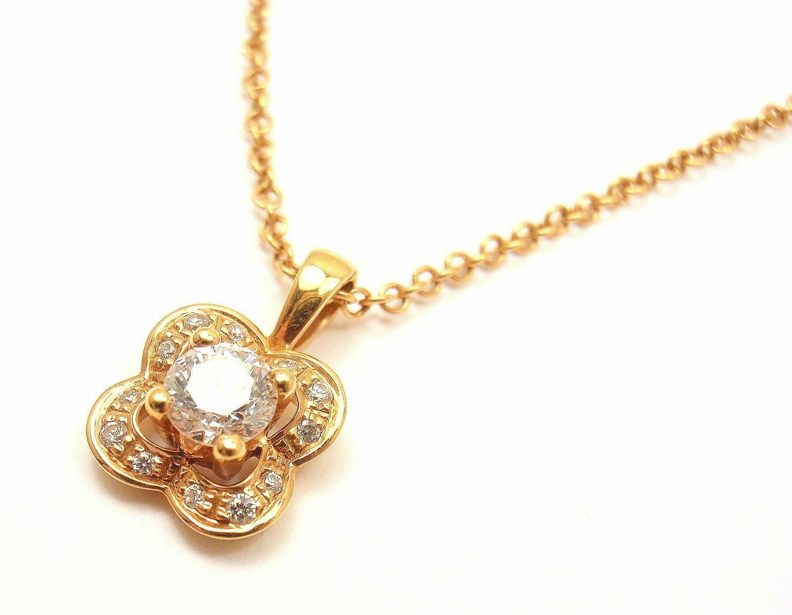 Roberto Coin Jewelry & Watches:Fine Jewelry:Necklaces & Pendants MAUBOUSSIN 18K ROSE GOLD DIAMOND FLOWER PENDANT NECKLACE