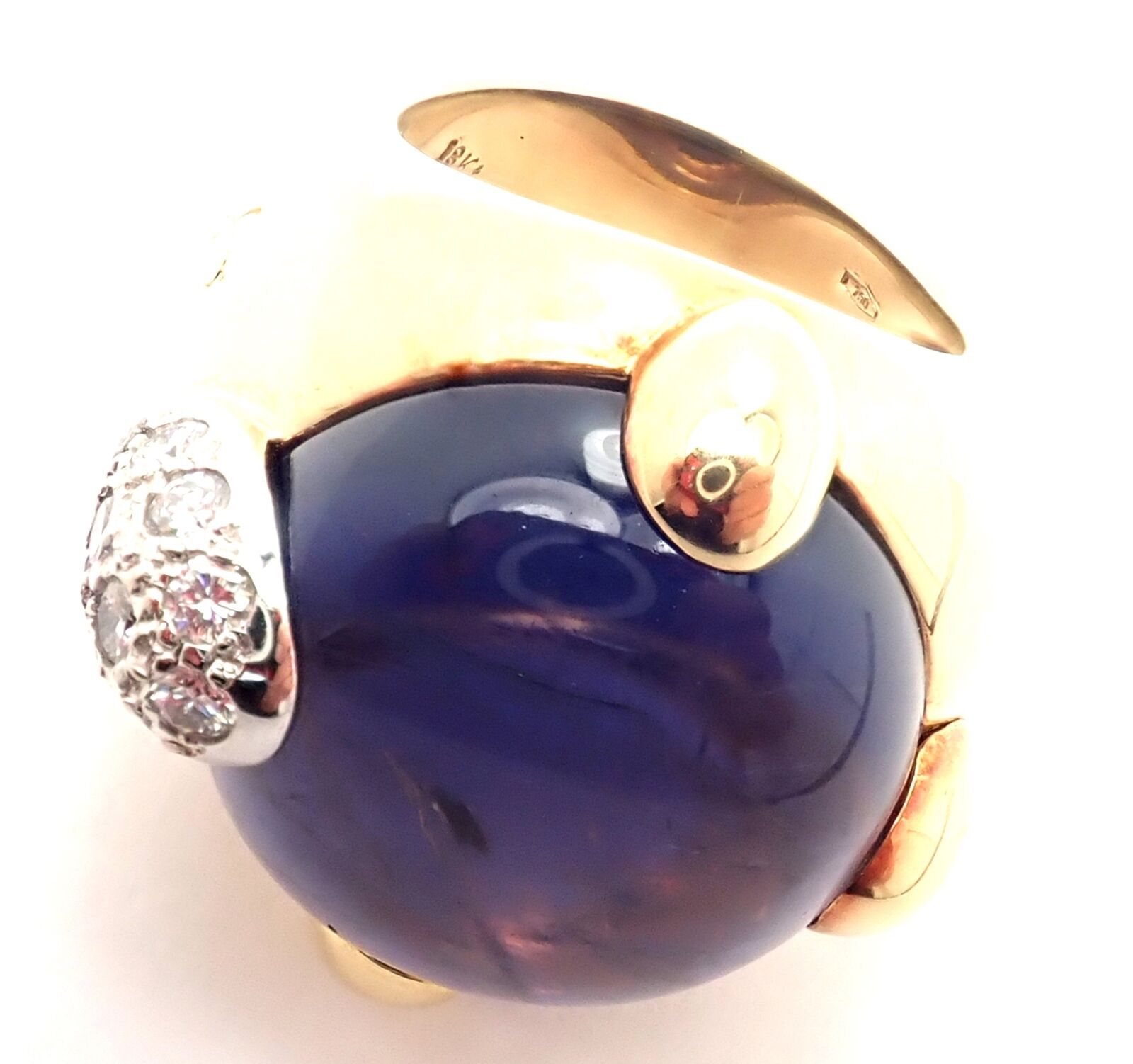 Pomellato Jewelry & Watches:Fine Jewelry:Rings Authentic! Pomellato Griffe 18k Yellow Gold Diamond Large Iolite Ring