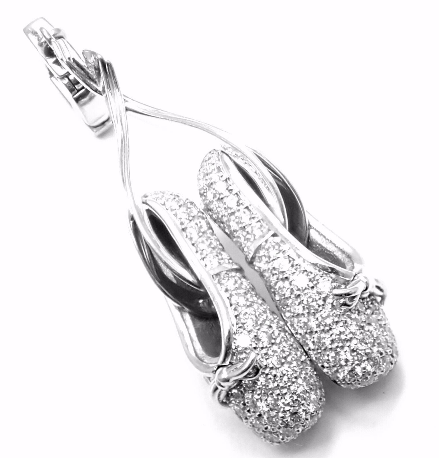 Louis Vuitton Jewelry & Watches:Fine Jewelry:Necklaces & Pendants Rare! Authentic Louis Vuitton 18k White Gold Diamond Ballet Shoes Charm Pendant