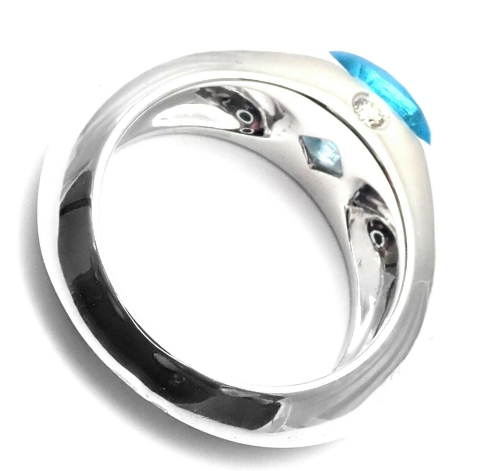 Piaget Jewelry & Watches:Fine Jewelry:Rings Authentic! Piaget 18k White Gold Diamond Blue Topaz Modern Dome Band Ring