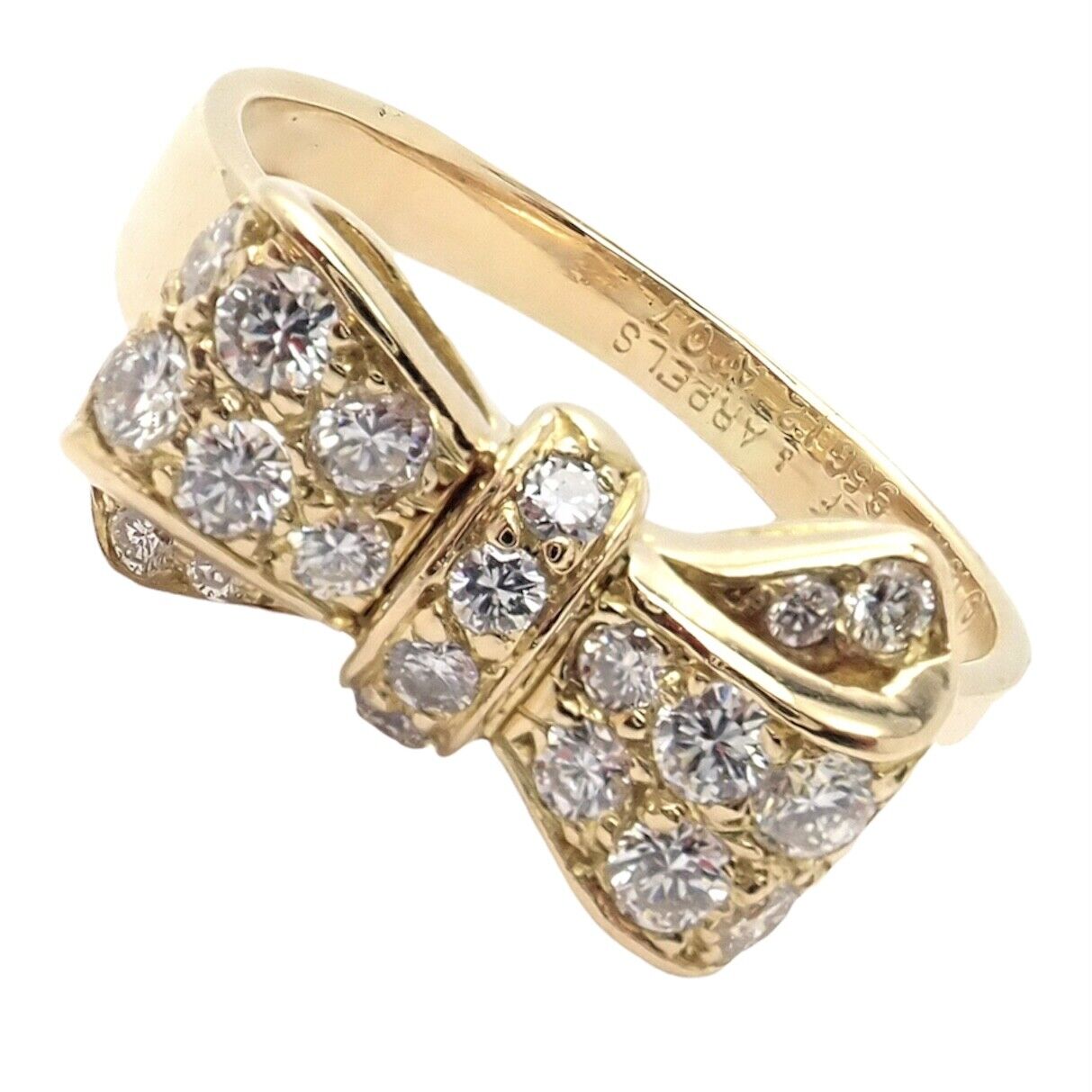 Van Cleef & Arpels Jewelry & Watches:Fine Jewelry:Rings Vintage! Authentic Van Cleef & Arpels 18k Yellow Gold Diamond Bow Band Ring