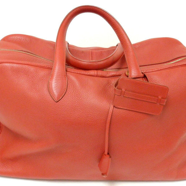 AUTHENTIC! HERMES 50CM VICTORIA RED CLEMENCE TRAVEL TOTE GHW
